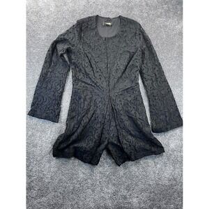 Alexia Amor Romper Womens Size XS Cotton Blend Lace Jumpsuit Long Sleeve Black